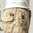 thumbnail image 6 of Men's Casual Cargo Sweatpants Waist Drawstring Joggers Men's Fashion Casual Solid Color Cargo Zipper Pockets Elastic Waist Full Length Pants Ndbuld Khaki,L, 6 of 7