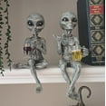 thumbnail image 5 of John Bernard & Company Alien Invasion 'Party Alien' Wine Drinking Female and Beer Drinking Male Ledge Lounger 10 Inch H Funny Home or Garden Statue Set, 5 of 5