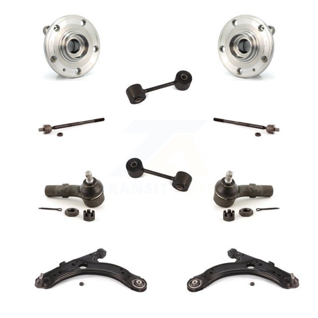 Transit Auto Front Bearing Lower Control Arm with Ball Joint Outer Inner Tie Rod Sway Bar Link Kit (10Pc) for Car 2006 Volkswagen Jetta A4 body code 7th and 8th Digit Of VIN Is "9M" or "1J" K7T-109524