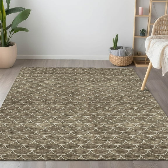 Addison Rugs Chantille Indoor/Outdoor Transitional Geometric Brown Washable Rectangle Rug, 5' x 7'6"