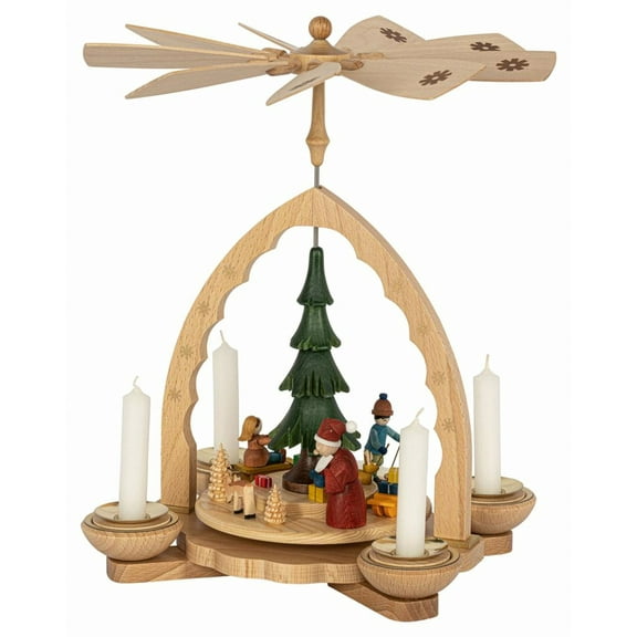 Christmas Pyramid Christmas Forest colorful for tea light and candles, 27 cm / 11 inch high, original Erzgebirge by Richard Glässer Seiffen