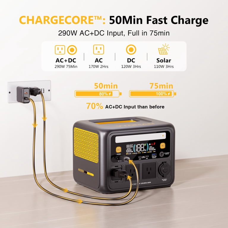 VTOMAN Jump 600X Portable Power Station, 600W Indoor Solar