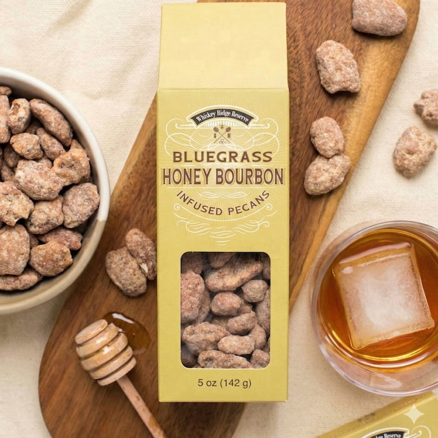 Damn Man Snacks 15oz Bluegrass Honey Bourbon candied Pecans Gift - 3 packs Whiskey Nuts Candied Nuts Gifts for Men