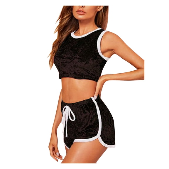 Lindreshi Lingerie Sets for Women 2pc Set Women -Lingerie Sleepwear Satin Silk Lace up Nightwear Pajamas Set