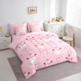 thumbnail image 3 of Homewish Kawaii Winter Snowman Twin Bedding Sets 7-Piece, Girly Pink Bowknot Bedding Comforter Set, Cartoon Christmas Theme Reversible Sheet Sets, Breathable Home Decor, 3 of 7