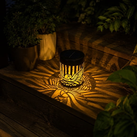 1PC Solar Mandala Lights Outdoor, 2026 Metal Mandala Projection Wall Light, Solar Powered Waterproof Eagle Wall Fence Light for Garden Yard Deck Step Patio Pool Lawn Yard Backyard Decor