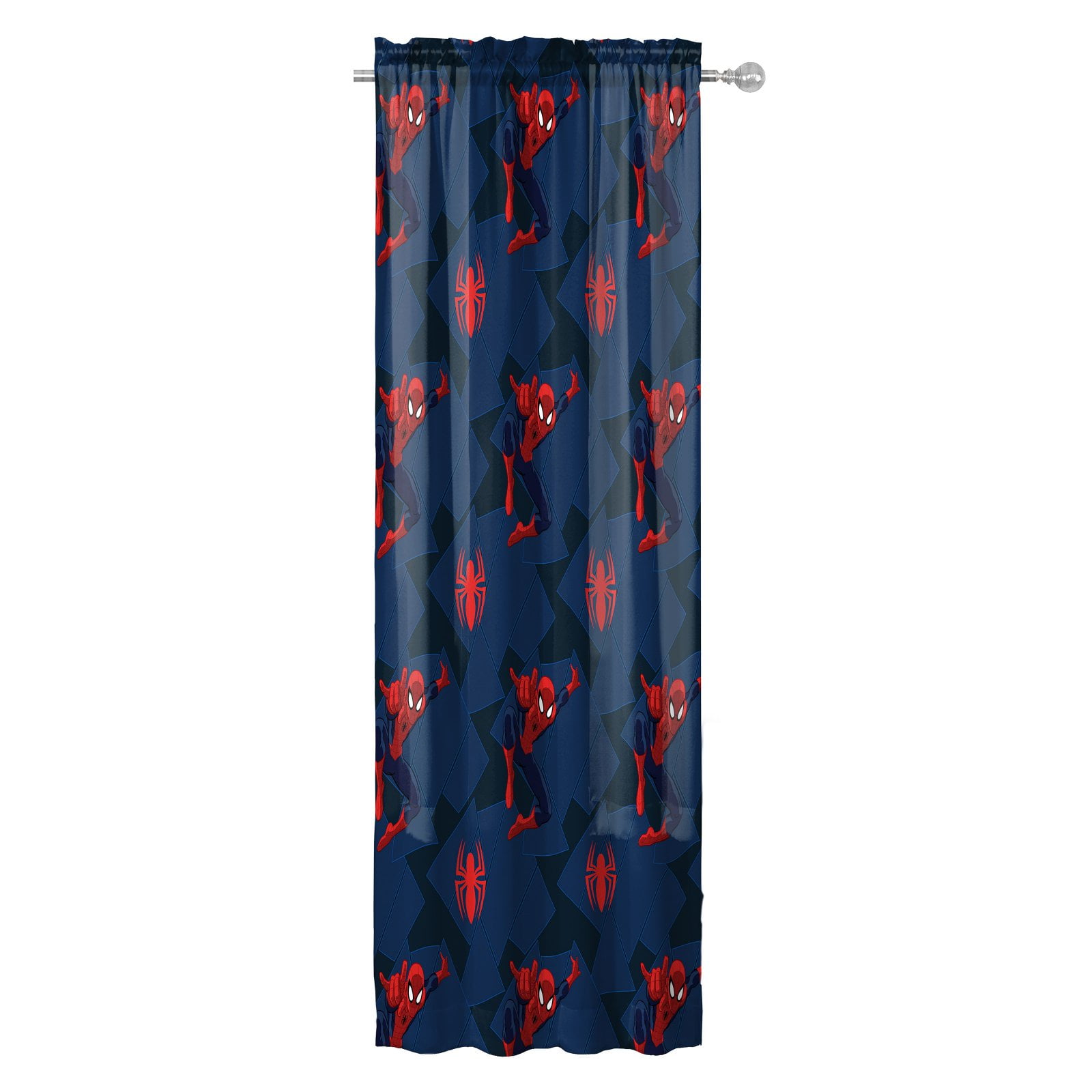 Marvel Spider-Man Classic Saving The Day 63" Curtain Set, 100% Microfiber, Blue