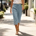 thumbnail image 5 of Kezqiaxn Capris Pants for Women Summer Lace Elastic Waist Loose Cropped Pants with Pockets Womens Capri Pants, 5 of 9