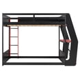 thumbnail image 4 of Mirightone Full over Full Bunk Bed with Gaming Desk and Charging, Wood Gamer Bunk Bed with Storage and LED Light for Adults Teens, Red+Black, 4 of 8