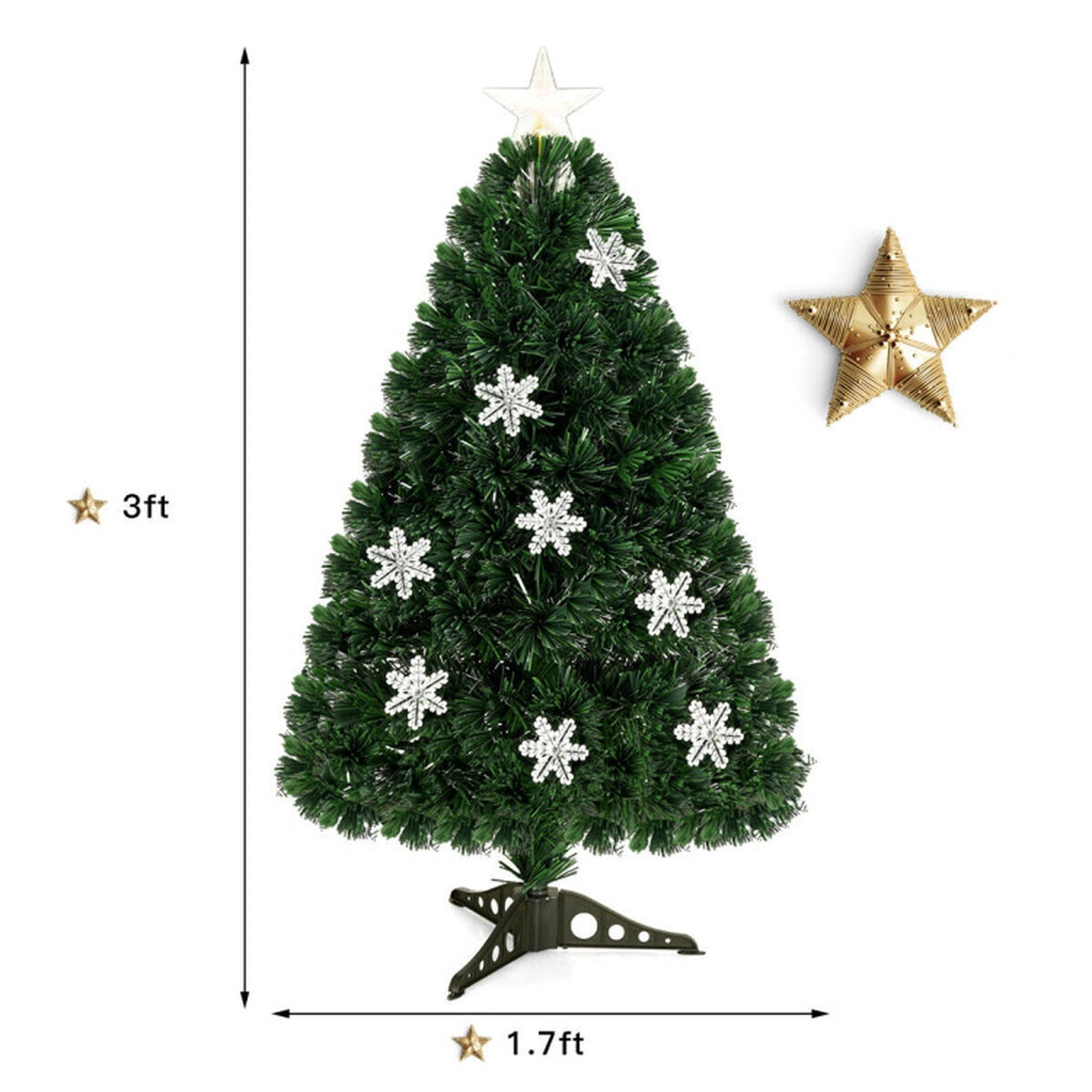 RUIE, 3 ft, Artificial Christmas Tree, with 21 LED Lights, 170 Branch Tips, Green Holiday Xmas Tree for Indoor Home Office Decoration