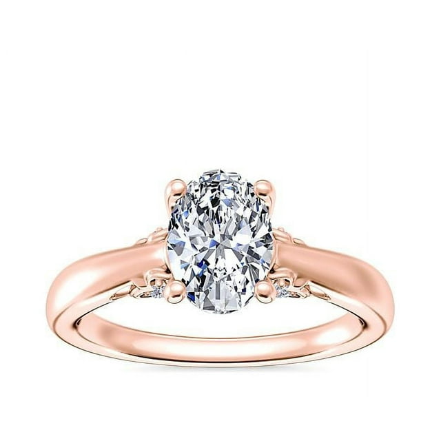 1.20 Ct Brilliant Oval Shape Solitaire Genuine Diamond Beautiful Wedding Ring for her Solid 18K Rose Gold Size 7