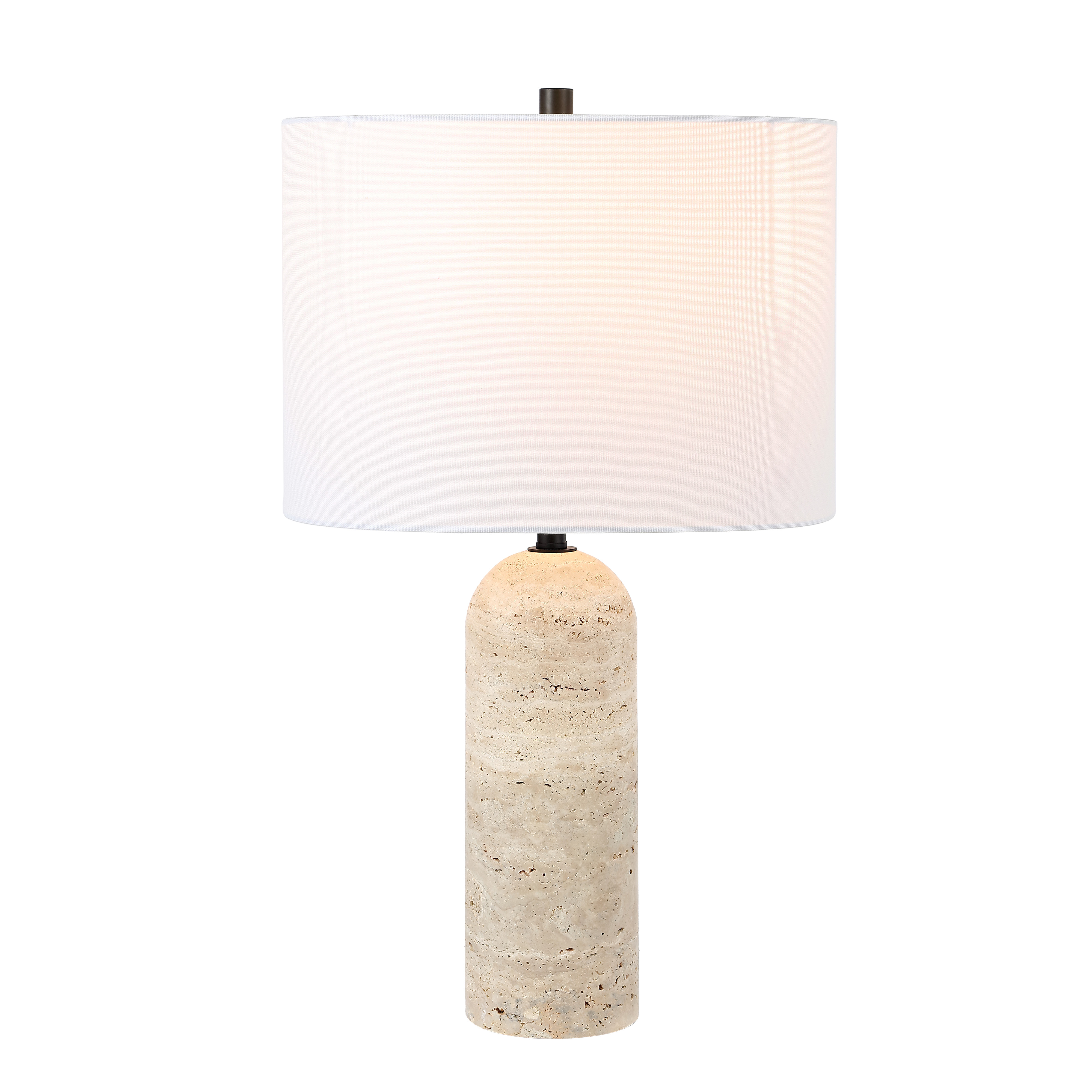 Safavieh Jolene 24" Mid-Century Travertine Table Lamp with White Cotton Shade
