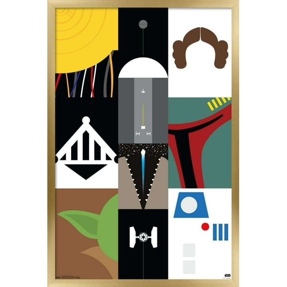 Star Wars: Saga - Simplistic Grid Wall Poster, 22.375" x 34", Framed