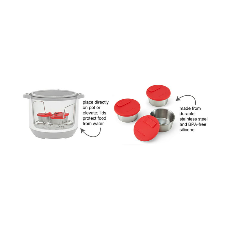 Instant Pot Official Stainless Steel Baking-cups with Red Silicone