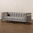 thumbnail image 2 of Pemberly Row 17.3" Modern Velvet Fabric Upholstered Sofa in Gray/Gold, 2 of 10