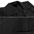 thumbnail image 2 of Men's Guayabera Cuban Beach Wedding Casual Short Sleeve Dress Shirt (Black, XS), 2 of 4