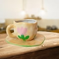 thumbnail image 4 of Taza de Café de Cerámica, con Bandeja , Taza de Té de Leche, Taza para Beber para Agua Caliente O Fría, Hogar, Navidad, Reutilizable, Amarillo Baoblaze taza de café con leche, 4 of 8
