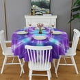 thumbnail image 2 of Purple Blue Tie Dye Spiral Pattern Round Tablecloth 60"x60",Wrinkle Wipeable Table Cloth for Kitchen Dining Room Picnic Patio Party, 2 of 6