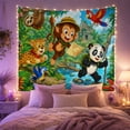 thumbnail image 2 of Cartoon Jungle Adventure With Group Expressive Animals Tropical, Mystical Fantasy for Space Lovers, Galaxy Room Decor, Mother's Day Gift, Tapestry Wall Hanging for Bedroom and Dorm, 2 of 7