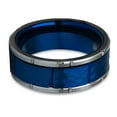 thumbnail image 2 of Blue Tungsten Wedding Ring,8mm Wedding Ring,Hammered Wedding Ring,Tungsten Carbide Ring,Silver Tungsten Ring,Comfort Fit Ring, 2 of 4