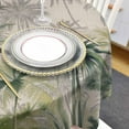 thumbnail image 4 of Summer Tropical Leaves Round Tablecloth 60 Inch - Waterproof Fabric Table Cloth Protector, Green Palm Trees Botanical Tablecloths Washable Table Cover for Kitchen Banquet Coffee Table Party, 4 of 6