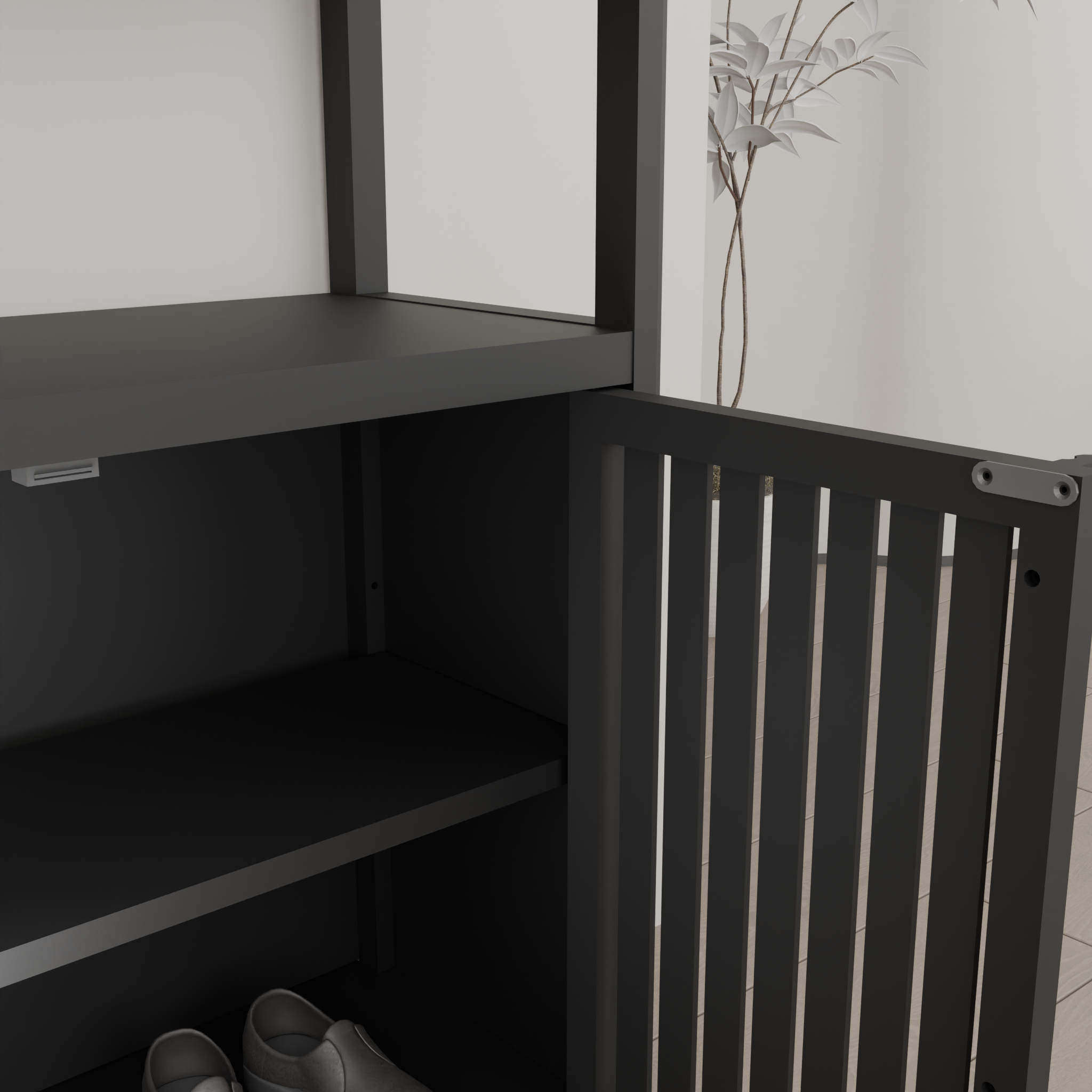 Yoneston 3-Tier Bamboo Bathroom Shelf Storage Cabinet, Freestanding Floor Cabinet with 2 Doors for Entryway, Living Room, Black