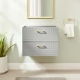 thumbnail image 2 of Wall Mount Sink Vanity Cabinet, Light Grey Gray, Wood, Hotel Bedroom Bathroom, Modern Contemporary HB33626, 2 of 9