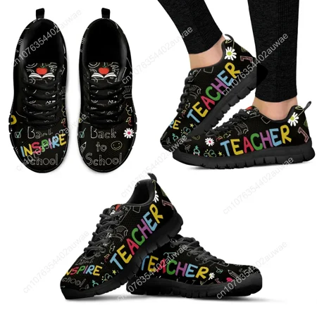 

Insegnante stampa moda suola morbida nera scarpe stringate leggere scarpe da ginnastica estive comode e traspiranti Zapatos