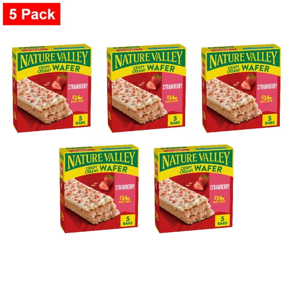 Nature Valley Strawberry Crispy Creamy Wafer Bars 5 ct / 1.3 oz - 5 Pack