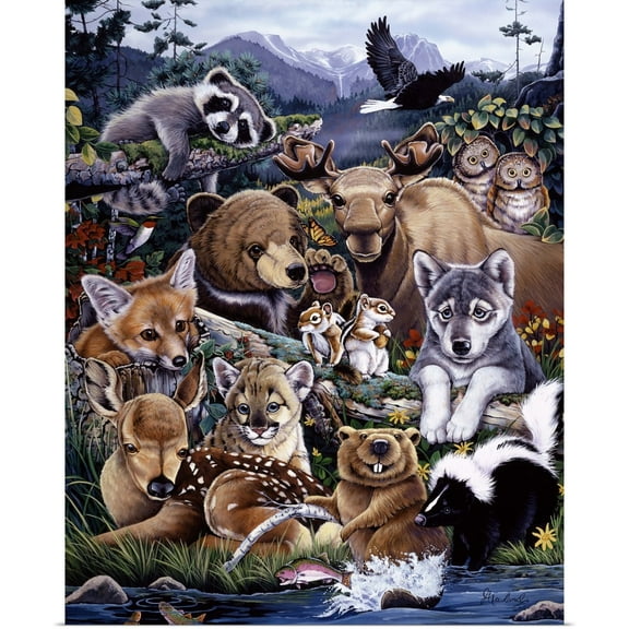Great BIG Canvas | Rolled Jenny Newland Poster Print entitled Forest Friends