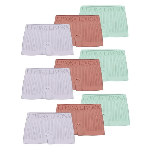 Livona Girls' Seamless Boyshort Underwear,Moisture-Wicking Kids Panties,No-Ride Design