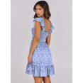 thumbnail image 4 of Vestido ANRABESS 2025 sin mangas, cuello cuadrado, floral azul, talla S, 4 of 9