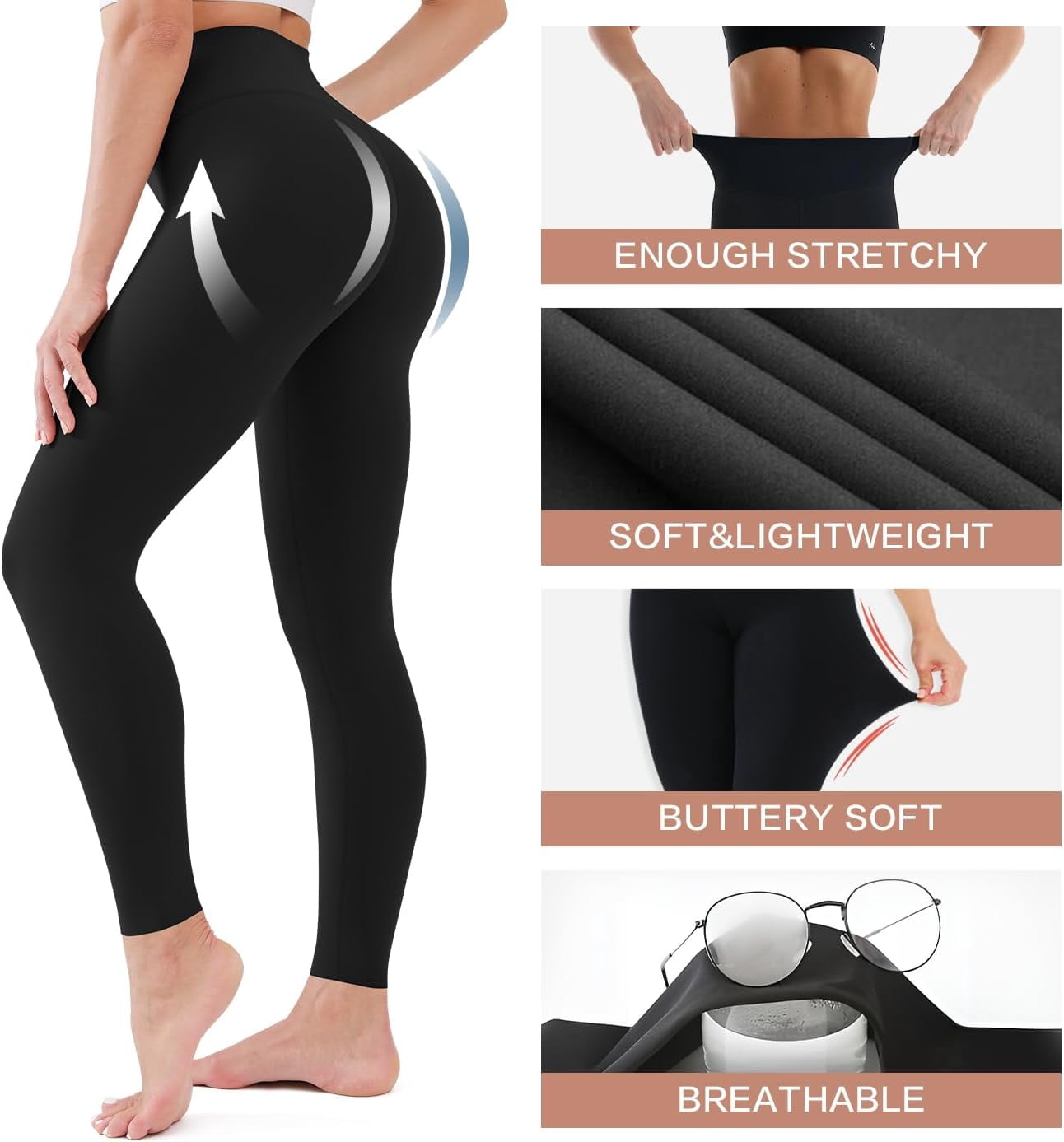 JSZ&WM 3 Pack High Waisted Leggings for Women-Soft Athletic Tummy Control Pants for Running Yoga Workout Reg & Plus Size