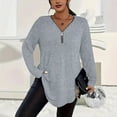 thumbnail image 2 of JGGSPWM (XL-5XL) Plus Size Zip Pullover Tops Women 2025 Fall Long Sleeve V Neck T Shirts Business Work Office Blouses Outfits Clothes Gray XL, 2 of 6
