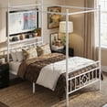 thumbnail image 6 of EnHomee Twin Size Canopy Bed Frame with Headboard Canopy Metal Bed Frame with 4 Removable Posts Platform Metal Canopy Bed, Curtain Not Included, White, 6 of 7
