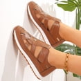 thumbnail image 4 of Rokment Platform Wedge Gladiiator Sandals for Women 2026 Spring Summer Fashion Casual Leather Memory Foam Closed Toe Non Slip Walking Work Shoes Comfortable Brown Size 7, 4 of 8