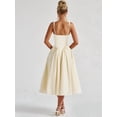 thumbnail image 4 of Women'S Summer Gingham Long Dress Corset Square Neck Lace Up Backless Casual Sundress Yellow M, 4 of 9