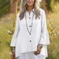thumbnail image 2 of Kaemgyyd Peplum Tops for Women Cotton Linen Button Down Flowy Blouses Ruffle Long Sleeve High-Low Boho Loose Fit Tunic Shirt, 2 of 5
