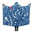 thumbnail image 1 of HATIART Hooded Blanket Floral Scroll Pilling Polar Fleece Wearable Blanket Throw Blanket 56x80 Inches, 1 of 3