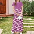 thumbnail image 6 of OGLCCG Girls Summer Long Dress Short Sleeve Casual Holiday Modest Maxi Dress with Pockets Floral Printed T-Shirt Dress for 4-14 Years, 6 of 6