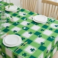 thumbnail image 3 of St Patricks Day Tablecloth Rectangle 60 x 84 Inch Shamrock Green and White Plaid Table Cloth - Oblong Polyester Irish Clover Checkered Spring Table Cover Washable Waterproof for Party Picnic Dinner, 3 of 7