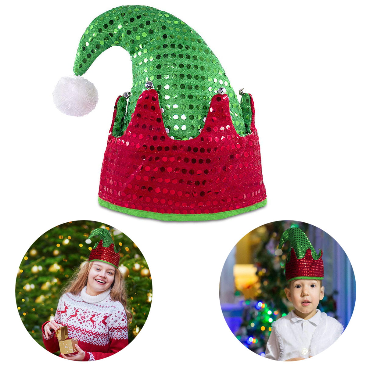 Dusenly Santa Hat Headband Christmas Hat Headband Novelty Christmas Hair Band Costumes Accessory Xmas Party Decoration