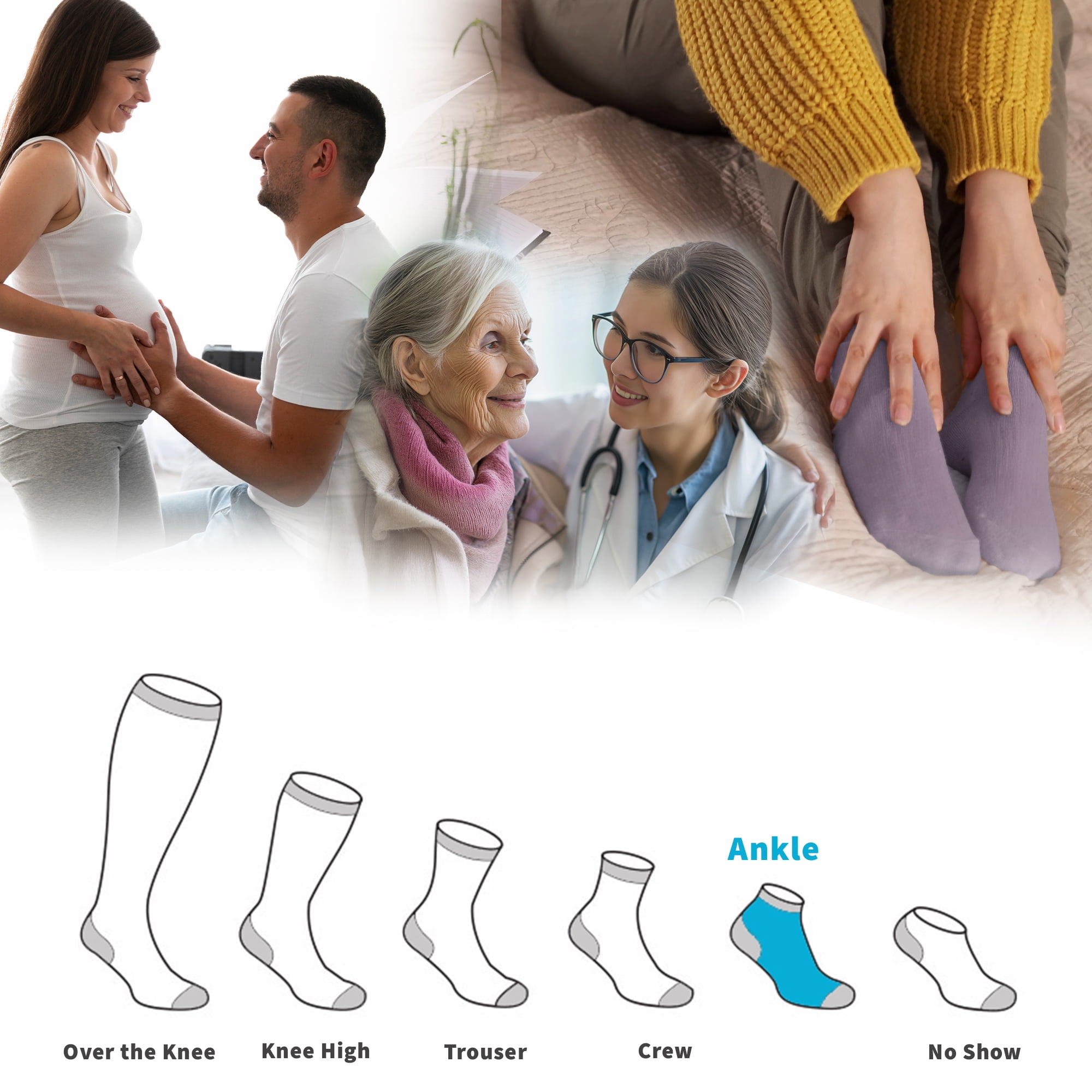 PureTwine Diabetic Socks for Women 4-6-8 Pair Neuropathy Ankle Socks for Ladies Super Soft Thin Bamboo Viscose Material Durable with Seamless Toe and Non-Binding Loose&nbsp;Top&nbsp;4&nbsp;Seasons