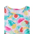 thumbnail image 2 of Wonder Nation Toddler Girl's Ribbed Print Tee and Shorts, 2-Piece Pajama Set, Sizes 12M-5T, 2 of 3