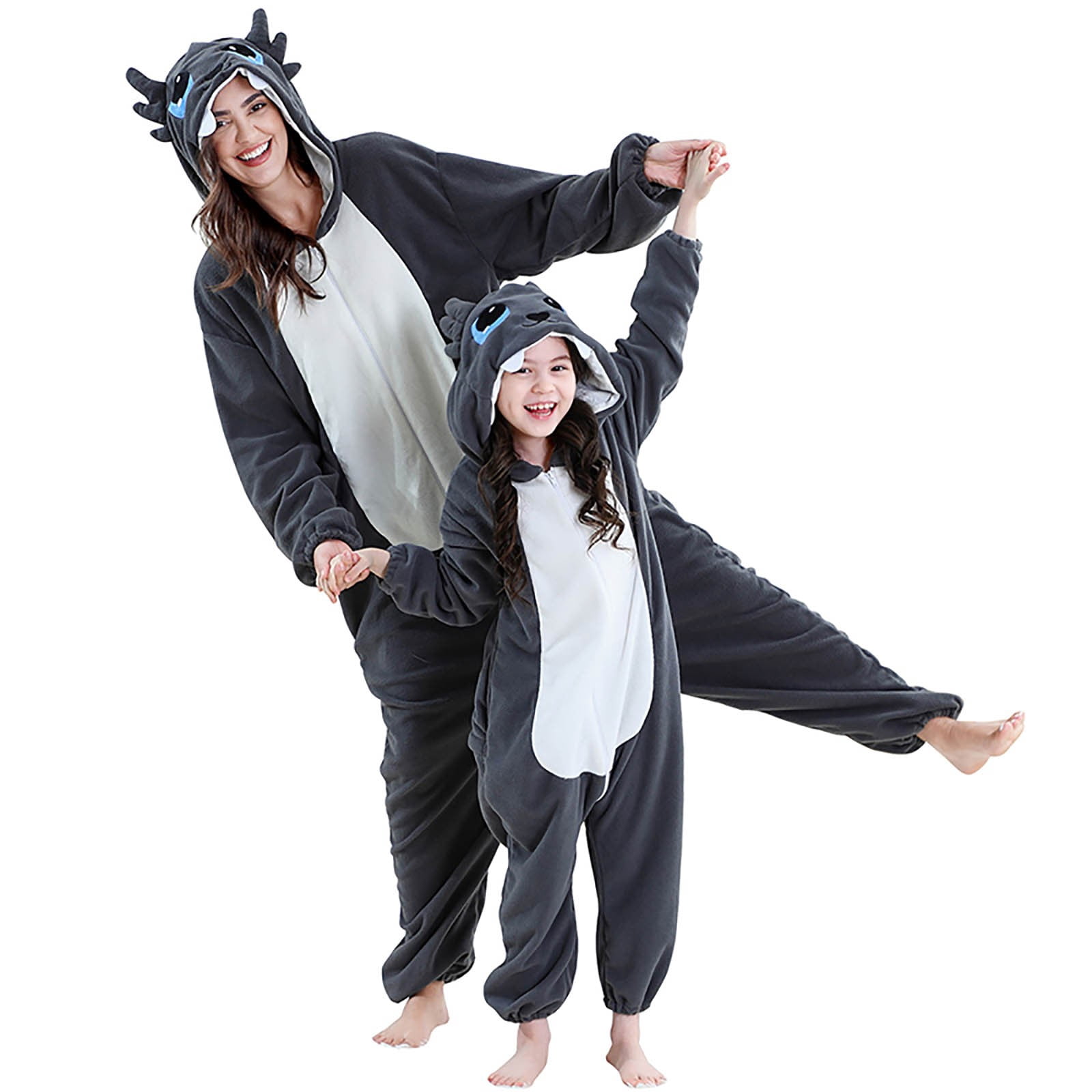 FYDUU Kids Jumpsuits Christmas Onesie Matching Family Outfit Zipper Long Sleeve Pajamas Soft Flannel Hooded Rompers One Piece Outfit 11-12 Years