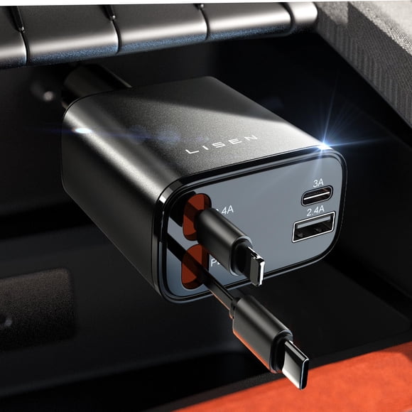 LISEN Retractable Car Charger, Lighting Deals of Today, Clearance Deals Today Prime, Sale Prime for Day Deals Today 2025, Retractable Car Charger for