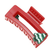 Unique Bargains 1 Pc Christmas Hair Clips Square Fishbone Pine Hairdo Clip for Christmas 3.35"x1.77"x1.57" Red