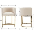 thumbnail image 5 of Guyou 24” Modern Linen Counter Barstool with Upholstered Bucket Kitchen Island Chair with Gold Metal Frame and Curved Back for Living Room and Dining Room, Beige, 5 of 13