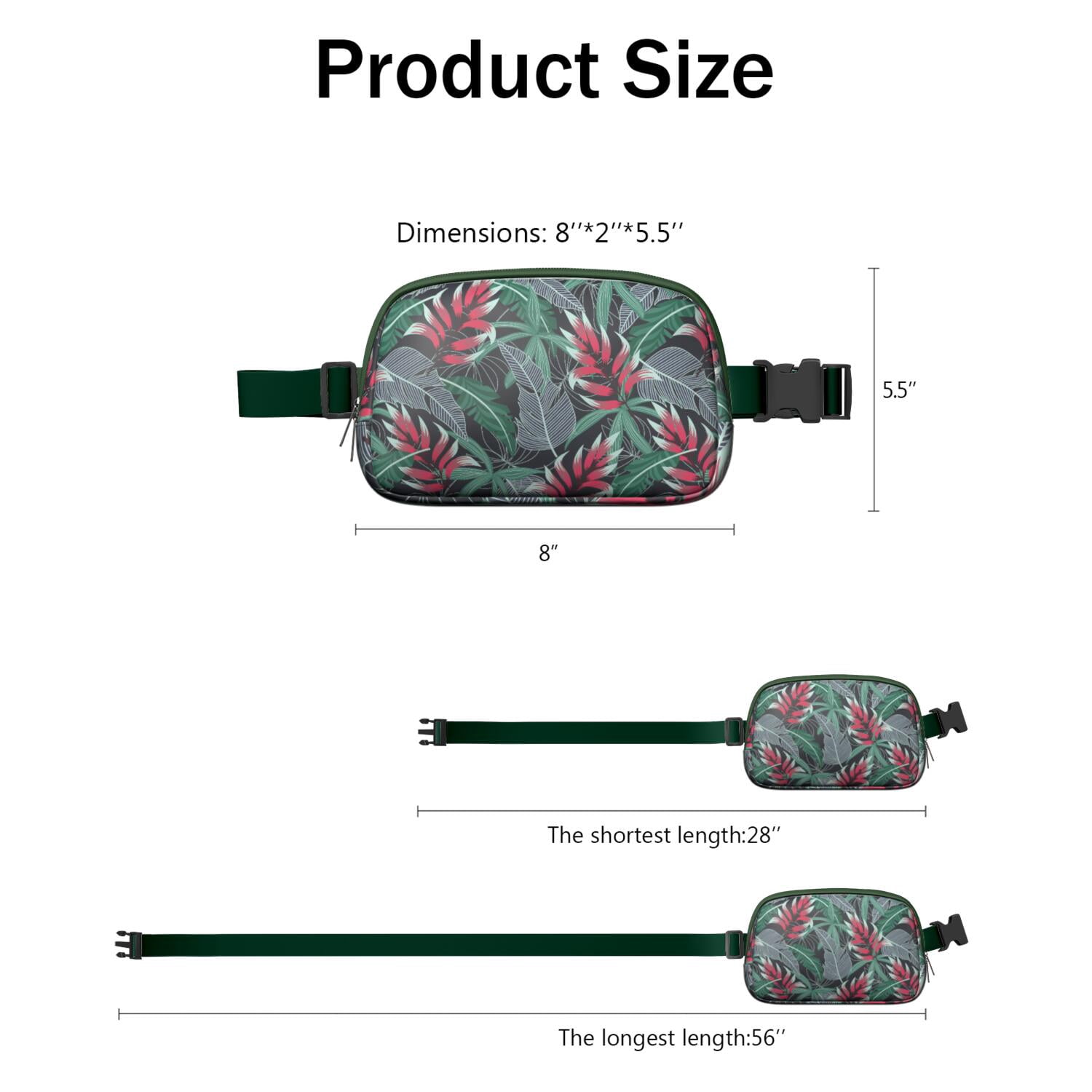 Hawaiian Jungle Leaf Belt Bag – Colorful Aloha Fanny Pack for Nature and Beach Lovers