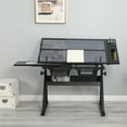 thumbnail image 3 of Yesurprise Drafting Printing Table with Chair 0-75° 31.5"-49.5" Adjustable Height Tempered Glass Drawing Table Suitable for Drawing Crafting Painting, 3 of 8